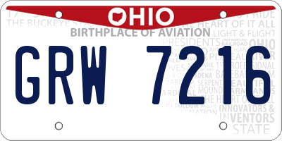 OH license plate GRW7216