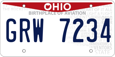 OH license plate GRW7234