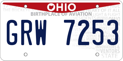 OH license plate GRW7253