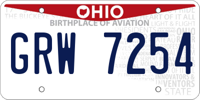 OH license plate GRW7254