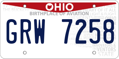 OH license plate GRW7258