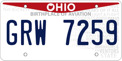 OH license plate GRW7259