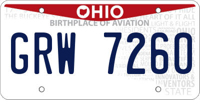 OH license plate GRW7260