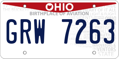 OH license plate GRW7263