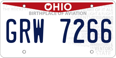 OH license plate GRW7266