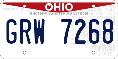 OH license plate GRW7268