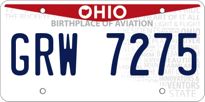 OH license plate GRW7275