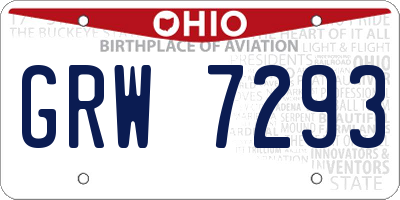 OH license plate GRW7293