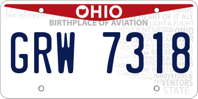 OH license plate GRW7318