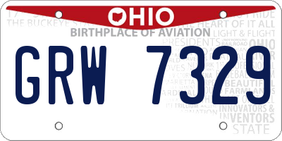 OH license plate GRW7329