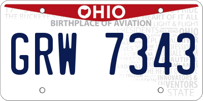 OH license plate GRW7343