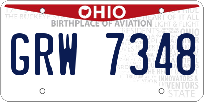 OH license plate GRW7348