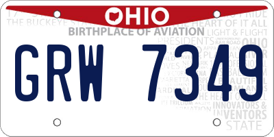 OH license plate GRW7349