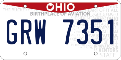 OH license plate GRW7351