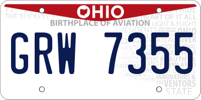 OH license plate GRW7355
