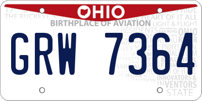 OH license plate GRW7364
