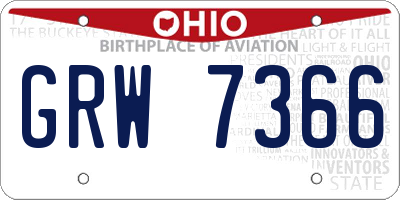 OH license plate GRW7366