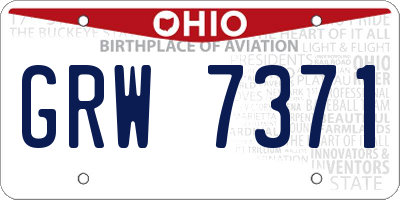 OH license plate GRW7371