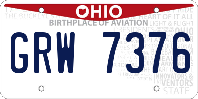 OH license plate GRW7376