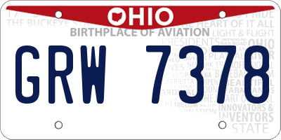 OH license plate GRW7378