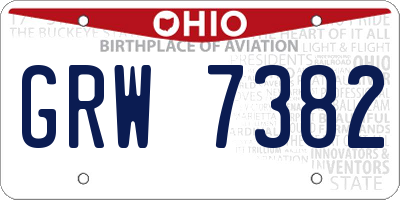 OH license plate GRW7382
