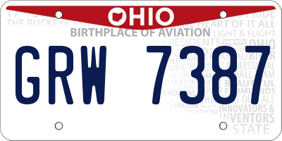 OH license plate GRW7387