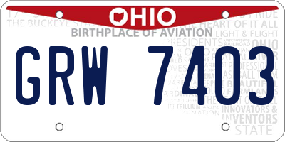 OH license plate GRW7403