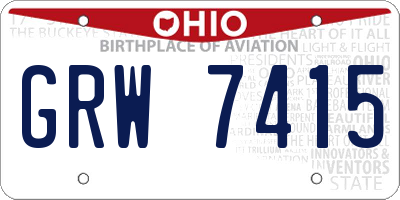 OH license plate GRW7415