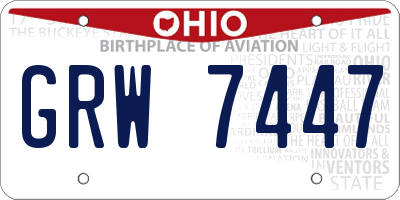 OH license plate GRW7447