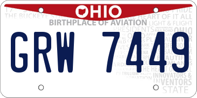 OH license plate GRW7449