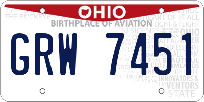 OH license plate GRW7451