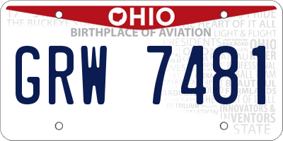OH license plate GRW7481