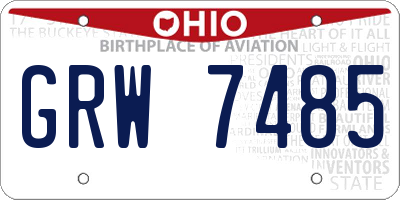 OH license plate GRW7485