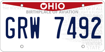 OH license plate GRW7492