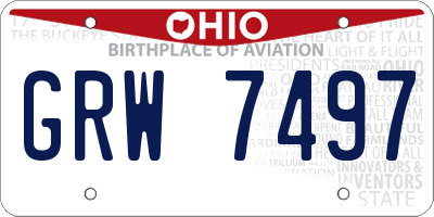OH license plate GRW7497