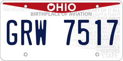 OH license plate GRW7517
