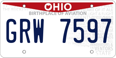 OH license plate GRW7597