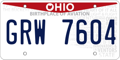 OH license plate GRW7604