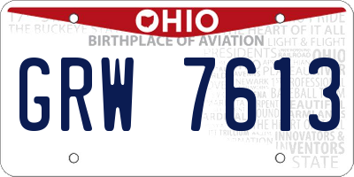 OH license plate GRW7613