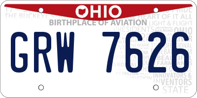 OH license plate GRW7626