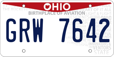 OH license plate GRW7642