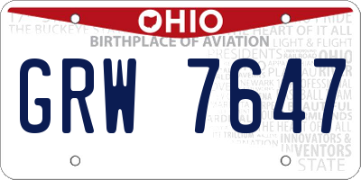 OH license plate GRW7647