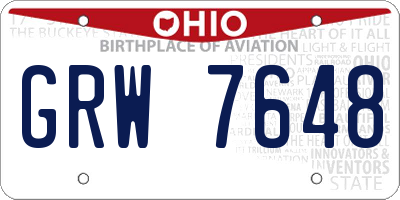 OH license plate GRW7648