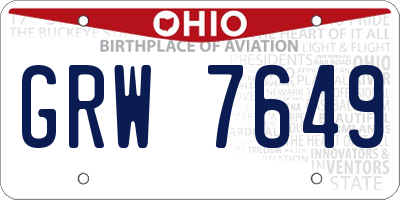OH license plate GRW7649