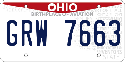 OH license plate GRW7663