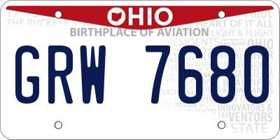 OH license plate GRW7680