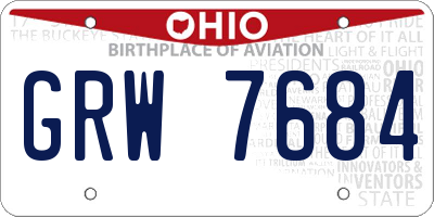 OH license plate GRW7684