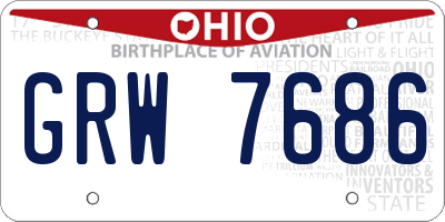 OH license plate GRW7686
