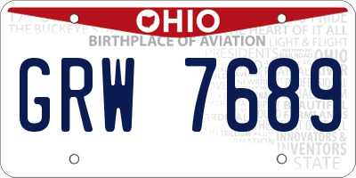 OH license plate GRW7689