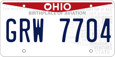 OH license plate GRW7704